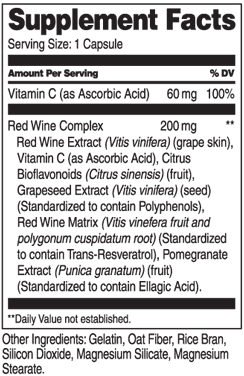 Resveratrol Red Wine Extract Supplement Facts