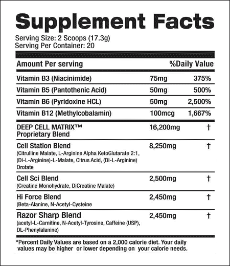 Deep Cell Matrix Supplement Facts