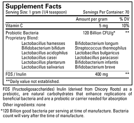 Extreme Health Probiotics Supplement Facts